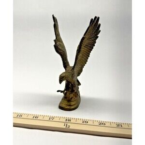 Solid Brass Bald Eagle Figurine Wings Spread American Patriotic Statue Vintage